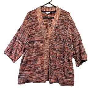 PureJill Womans Rust Multicolored Oversized V Neck Tunic Sweater XL Lagenlook‎
